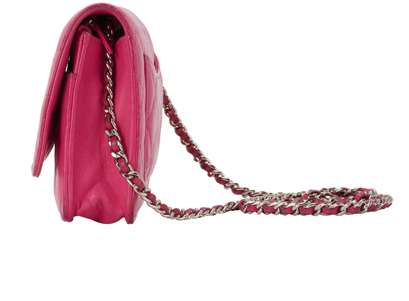 Classic Wallet on Chain, &pound;1,200, Handbags, Pink, Lambskin Leather, Bottom view